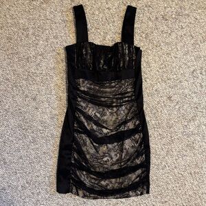 Jessica McClintock Black Lace Sheath Cocktail Dress – Size 4